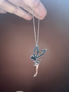 Silver Fairy Tinkerbell Pendant Necklace - Fashion Jewelry